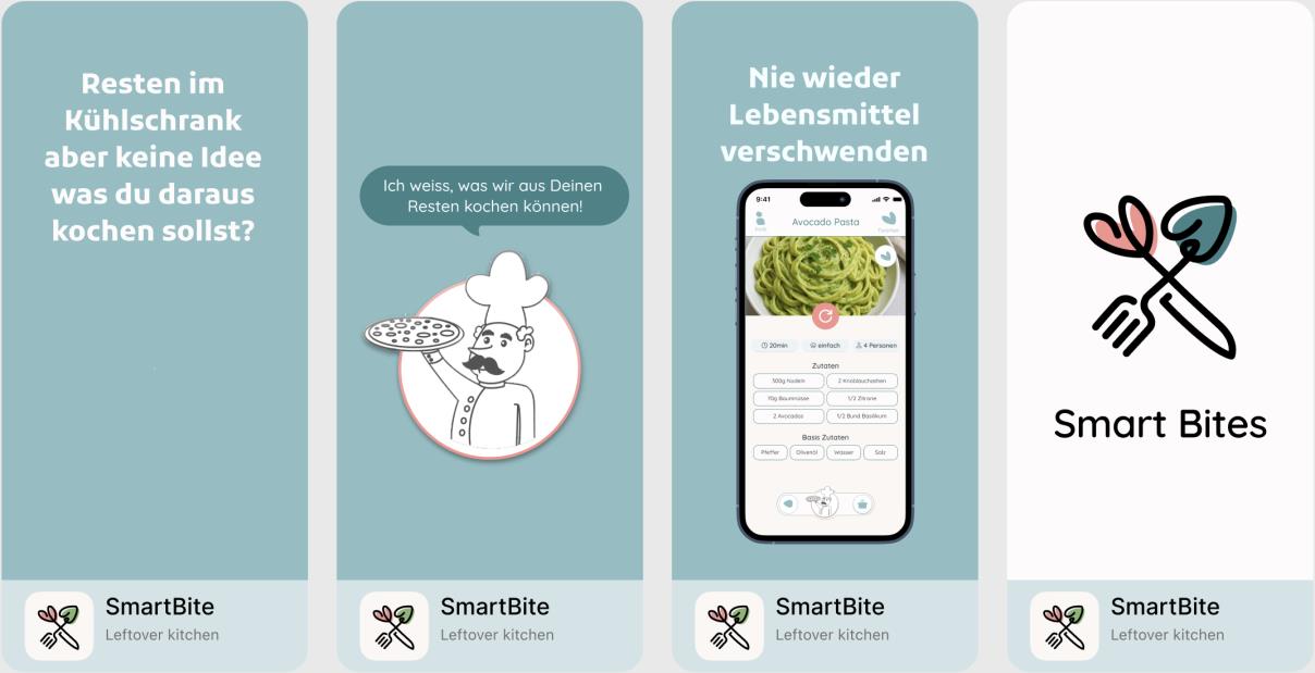SmartBite App-Konzept mit Rezeptansicht